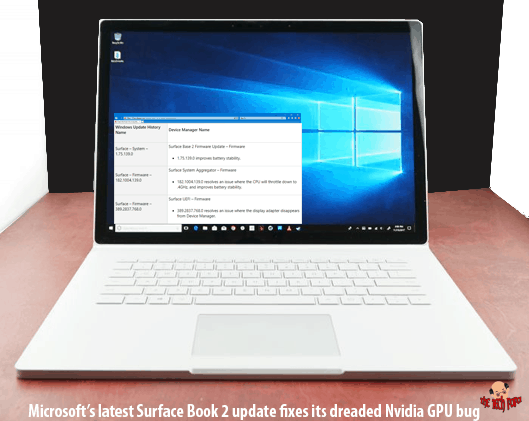 Microsoft Surface Book 2 latest update fixes Nvidia GPU bug