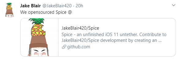 Spice untethered jailbreak for iOS 11