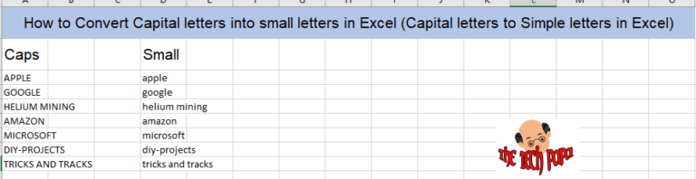 How To Set Capital Letter To Small In Excel