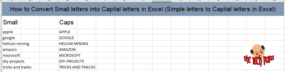 Capital Letters Into Small Letters Excel